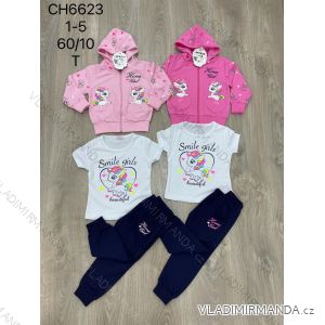 Súprava mikina, tričko a tepláky detská dojčenská dievčenská (1-5 LET) SAD SAD22CH6623