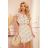 351-1 VALENTINE Dress with frills and a double skirt - pink flowers