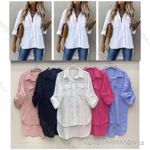 Šaty elegantní košilové dlouhý rukáv dámské (S/M ONE SIZE) ITALSKÁ MÓDA IMWY21734