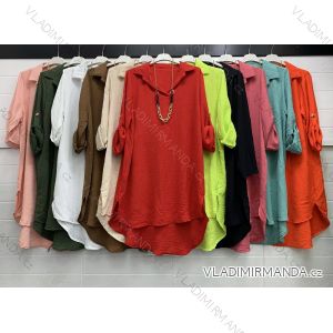 Tunika košilová dlouhý rukáv dámská (S/M ONE SIZE) ITALSKÁ MÓDA IMWA221096