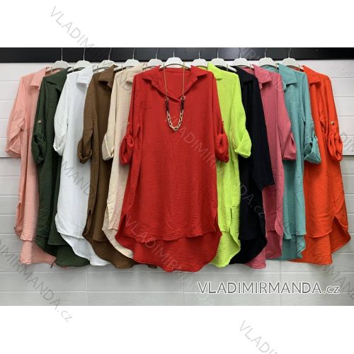 Tunika košeľová dlhý rukáv dámska (S/M ONE SIZE) TALIANSKA MÓDA IMWA221096