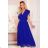 367-2 YANA Midi dress with pleated frills and a neckline - royal blue