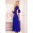 367-2 YANA Midi dress with pleated frills and a neckline - royal blue