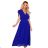 367-2 YANA Midi dress with pleated frills and a neckline - royal blue