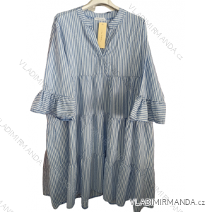 Šaty košilové bavlněné dlouhý rukáv dámské proužek (S/M/LXL ONE SIZE) ITALSKá MóDA IM722055
