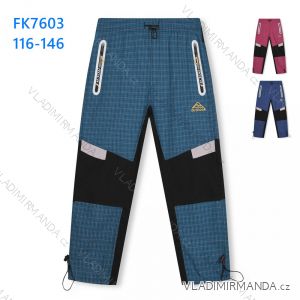 Kalhoty plátěné bavlněné dětské dorost chlapecké a dívčí (116-146) KUGO FK7603