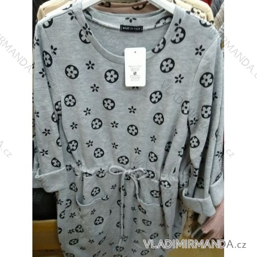 Women's warm long sleeve dress with pockets (UNI sm) ITALIAN FASHION IMC191293 black S/M