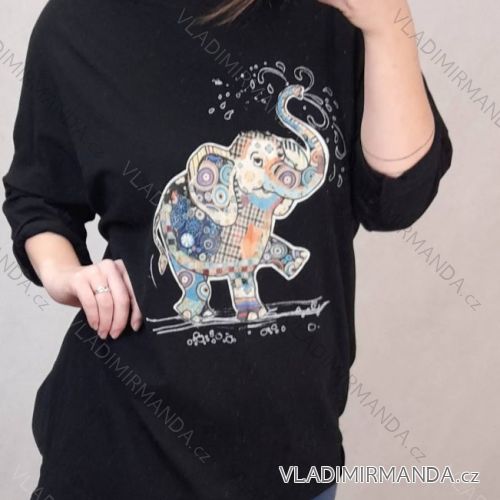 Tunika dlhý rukáv dámska nadrozmer (4XL/5XL ONE SIZE) TALIANSKA MÓDA IM4212978/DR 4XL / 5XL čierna