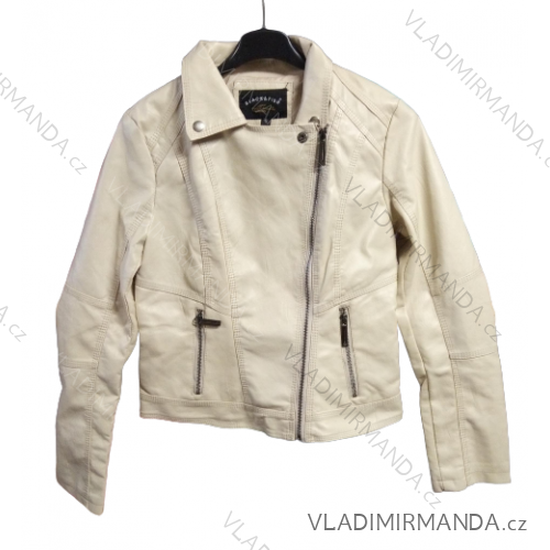 Bunda křivák koženková dámská (S-2XL) BLACKFISH MA522YP-291 Krémová S