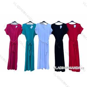 Šaty dlouhé letní krátký rukáv dámské nadrozměr (XL/2XL ONE SIZE) ITALSKÁ MODA IMD22308