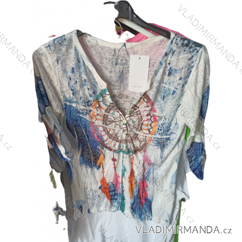 Tunika T-Shirt Kurzarm Frauen (Uni s / l) ITALIAN FASHION IM520111