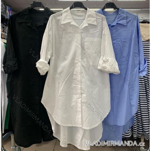 Übergroßes Damen-Langarmshirt aus Baumwolle (S / M ONE SIZE) ITALIAN FASHION IMWM221600