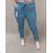 Kalhoty strečové dámské nadrozměr (XL/2XL/3XL ONE SIZE) ITALSKÁ MÓDA IMJ220015/DR 2XL/3XL Modrá světlá