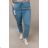 Kalhoty strečové dámské nadrozměr (XL/2XL/3XL ONE SIZE) ITALSKÁ MÓDA IMJ220015/DR 2XL/3XL Modrá světlá