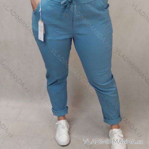 Kalhoty strečové dámské nadrozměr (XL/2XL/3XL ONE SIZE) ITALSKÁ MÓDA IMJ220015/DR 2XL/3XL Modrá světlá
