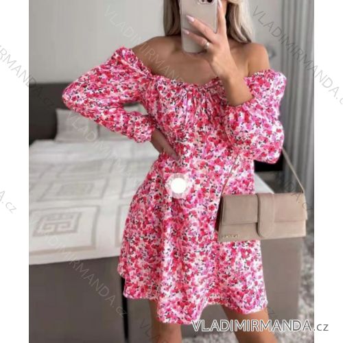 Šaty letní carmen dlouhý rukáv dámské (S/M ONE SIZE) ITALSKÁ MÓDA IMWY221616