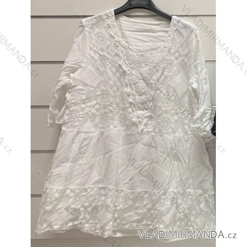 Šaty letní krajkové bavlněné krátký rukáv dámské (S/M/L ONE SIZE) ITALSKÁ MÓDA IMWY22052