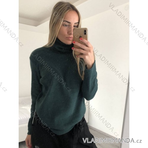 Tričko teplé s rolákem dlouhý rukáv dámské (S/M ONE SIZE) ITALSKá MóDA IM321634 lahvová (zelená) S/M