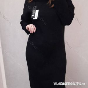Šaty pletené s rolákem dlouhý rukáv dámský nadrozměr (XL/2XL ONE SIZE) ITALSKÁ MÓDA IM821027