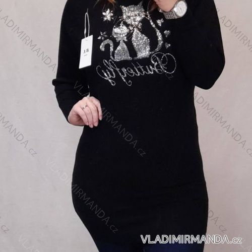 Svetr prodloužený dlouhý rukáv dámský (M/L/XL ONE SIZE) FRANCOUZSKÁ MÓDA FMB21011