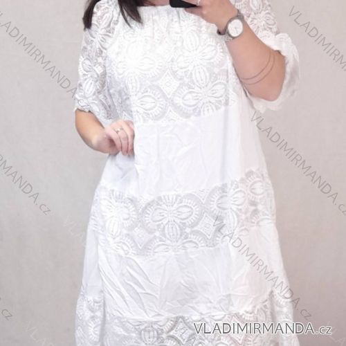Šaty krajkové letní krátký rukáv dámská nadrozměr (3XL/4XLONE SIZE) ITALSKá MóDA IM422496LH