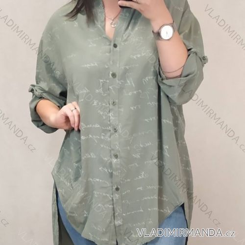 Košile oversize s páskem krátký rukáv dámské nadrozměr (4XL/5XL ONE SIZE) ITALSKÁ MÓDA IM422SIGNA