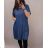 Šaty riflové letné krátky rukáv dámske nadrozmer (XL/2XL ONE SIZE) TALIANSKA MÓDA IM722002 tmavo modrá XL-2XL