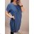 Šaty riflové letné krátky rukáv dámske nadrozmer (XL/2XL ONE SIZE) TALIANSKA MÓDA IM722002 tmavo modrá XL-2XL