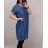 Šaty riflové letné krátky rukáv dámske nadrozmer (XL/2XL ONE SIZE) TALIANSKA MÓDA IM722002 tmavo modrá XL-2XL