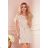 370-2 Dress with short sleeves and a wide tied belt - beige