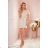 370-2 Dress with short sleeves and a wide tied belt - beige