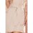 370-2 Dress with short sleeves and a wide tied belt - beige