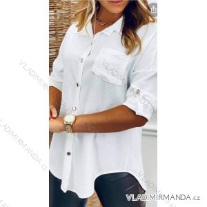 Übergroßes Damen-Langarmshirt aus Baumwolle (S / M ONE SIZE) ITALIAN FASHION IMWM221600