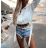 Übergroßes Damen-Langarmshirt aus Baumwolle (S / M ONE SIZE) ITALIAN FASHION IMWM221600