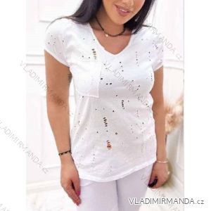 Tričko dírkované bavlněné krátký rukáv dámská (S/M/L ONE SIZE) ITALSKÁ MÓDA IMWB221711