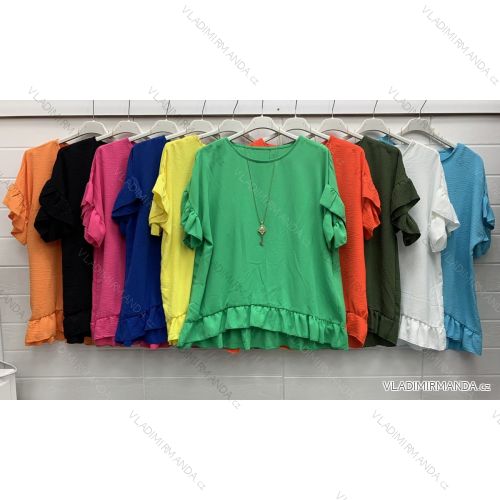 Tunika oversize s príveskom krátky rukáv dámska polyester nadrozmer (L/XL/2XL ONE SIZE) TALIANSKA MÓDA IMWA221728