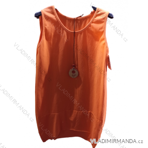 Šaty volnočasové oválné bavlněné s přívěskem bez rukávu dámské (S/M/L ONE SIZE) ITALSKÁ MÓDA IMH22141