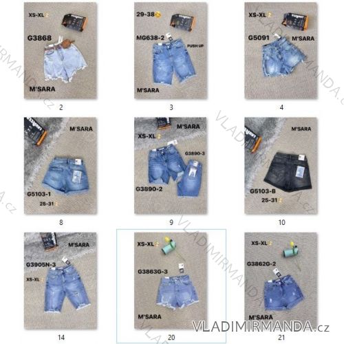 Kraťasy šortky riflové dámske (XS-XL) KATALÓG M.SARA MSR22sortky