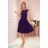 311-12 LILA Pleated dress with short sleeves - dark blue