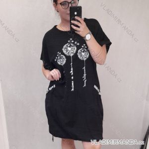 Šaty krátký rukáv dámská nadrozměr (3XL/4XL/5XL ONE SIZE) ITALSKá MóDA IM422502LH/DR