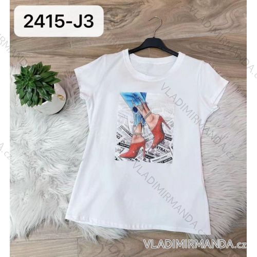 Tričko krátky rukáv dámske (S/M ONE SIZE) TALIANSKA MÓDA IMM222415-J3O