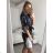 Women's Short Sleeve Butterfly Dress (S / M ONE SIZE) ITALIAN FASHION imwe221179 S/M black