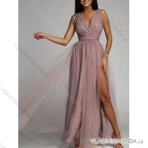 Šaty elegantní dlouhé na ramínka šifonové dámské (S/M ONE SIZE) ITALSKÁ MODA IMM22Q52303