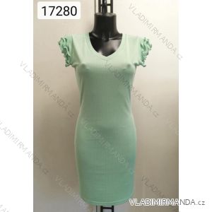 Šaty klasik krátký rukáv dámské volánky řádkové (S/M ONE SIZE) ITALSKÁ MÓDA IMM2217280