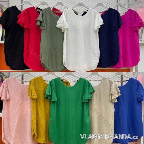 Tunika oversize krátký rukáv dámská viskoza nadrozměr (XL/2XL/3XL ONE SIZE) ITALSKÁ MÓDA IMWC221963