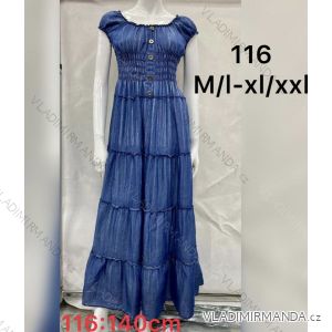 Šaty dlouhé carmen riflové dámské (M/L-XL/2XL) POLSKÁ MODA PMWT1123903