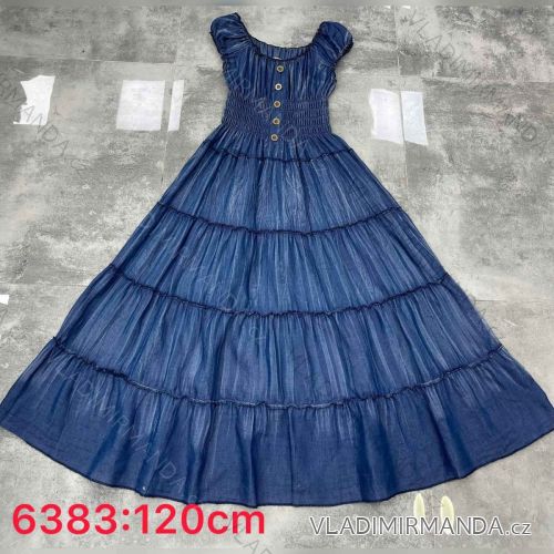 Šaty dlhé carmen riflové dámske (M/L-XL/2XL) POLSKÁ MODA PMWT1123903A