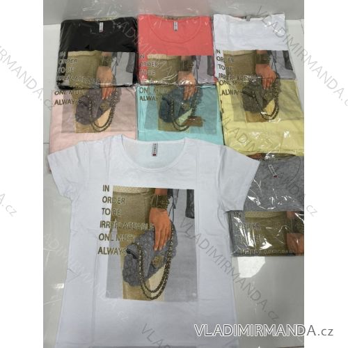 Tričko krátký rukáv dámské (M-XL) TURECKÁ MÓDA TMWG22GYA0247