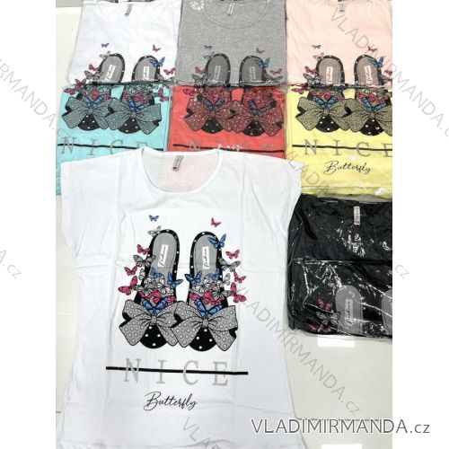Tričko krátký rukáv dámské nadrozměr (2XL-4XL) TURECKÁ MÓDA TMWG22GYA0233