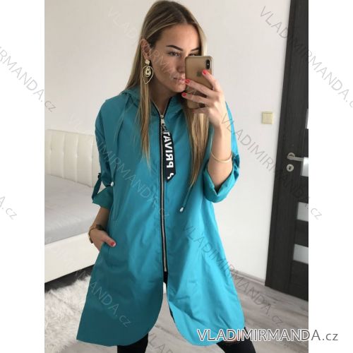 Kabát/Bunda prodloužená tenká jarní dámská (S/M/L ONE SIZE) ITALSKÁ MÓDA IM421975/DRsv. modrá